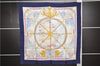 Authentic HERMES Carre 90 Scarf "vive le vent" Silk Navy Blue 3125E