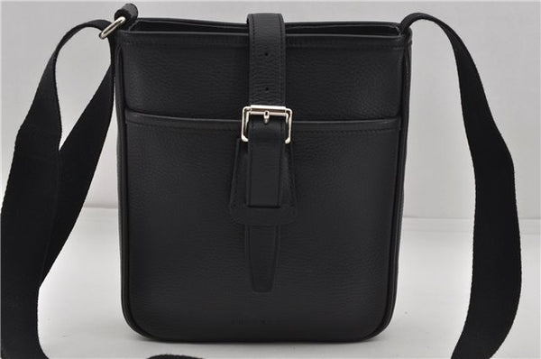 Authentic BURBERRY Vintage Leather Shoulder Cross Body Bag Black 3127D