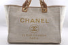 Authentic CHANEL Deauville Line CC Logo 2Way Shoulder Tote Bag Tweed Beige 3127I