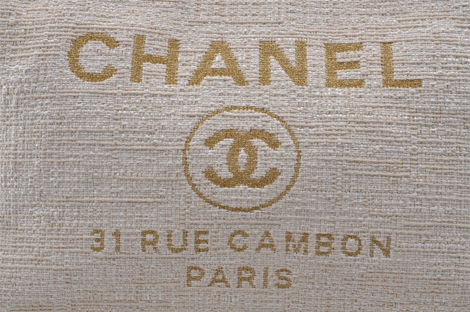 Authentic CHANEL Deauville Line CC Logo 2Way Shoulder Tote Bag Tweed Beige 3127I