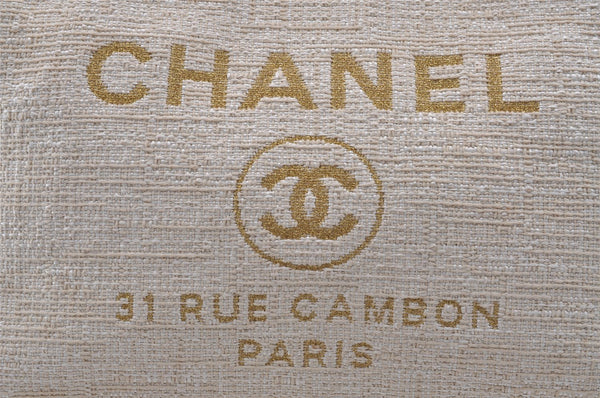 Authentic CHANEL Deauville Line CC Logo 2Way Shoulder Tote Bag Tweed Beige 3127I