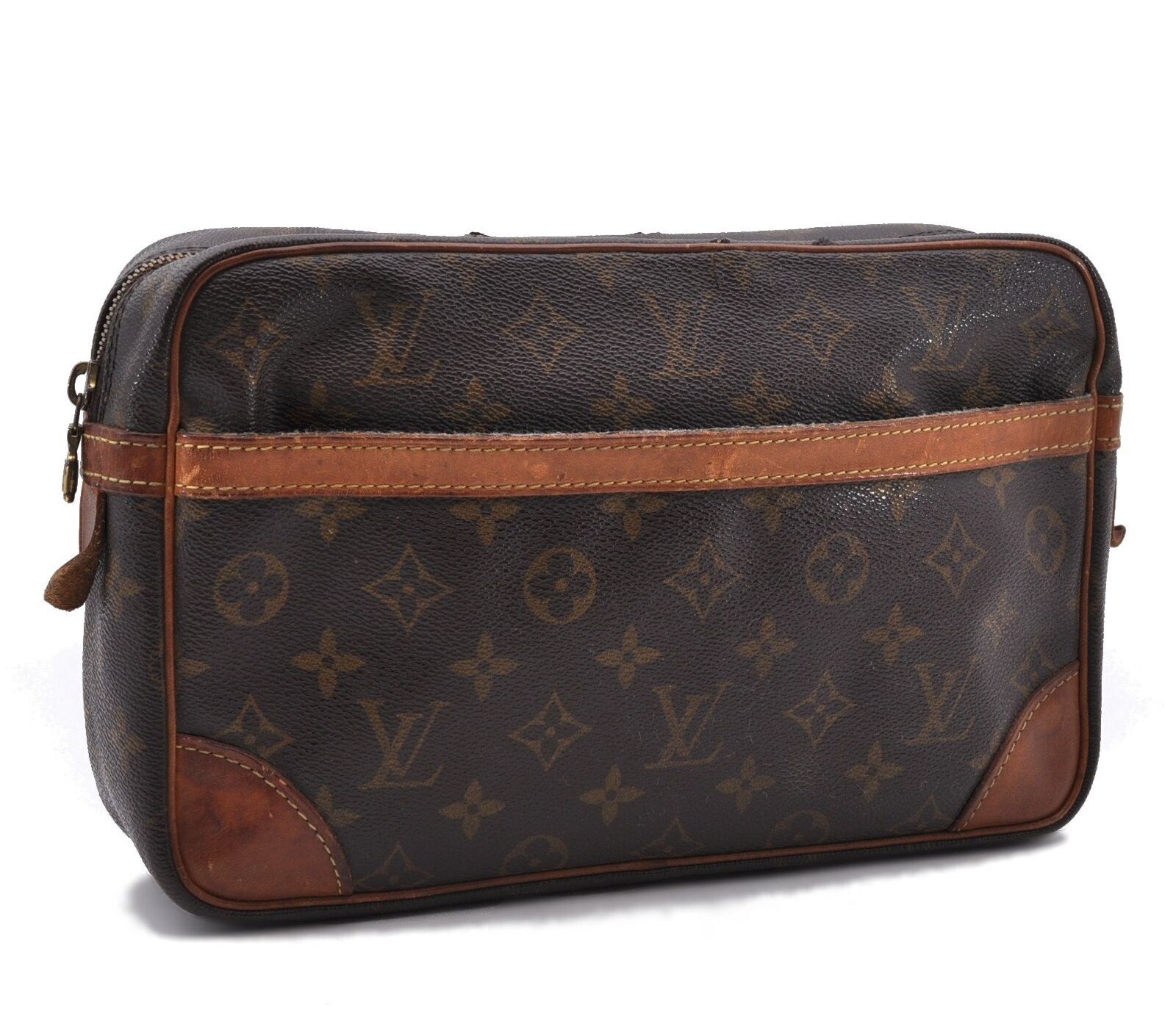 Authentic LOUIS VUITTON Monogram Compiegne 28 Clutch Hand Bag M51845 LV 3128B