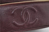 Authentic CHANEL Caviar Skin Vanity Cosmetic Hand Bag Bordeaux Red CC 3130D