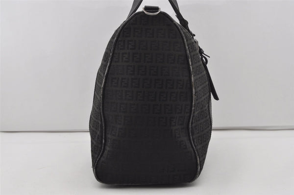 Authentic FENDI Zucchino 2Way Shoulder Boston Bag Canvas Leather Black 3131I