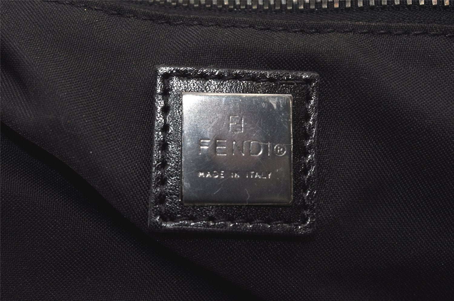 Authentic FENDI Zucchino 2Way Shoulder Boston Bag Canvas Leather Black 3131I