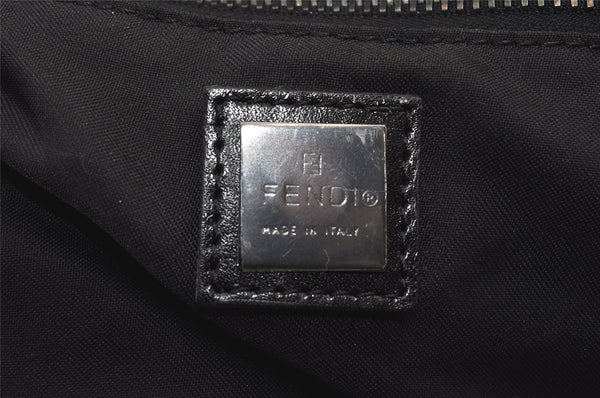 Authentic FENDI Zucchino 2Way Shoulder Boston Bag Canvas Leather Black 3131I