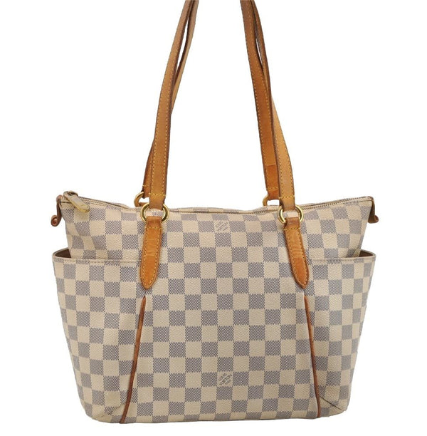 Authentic Louis Vuitton Damier Azur Totally PM Tote Bag White N41280 LV 3133I