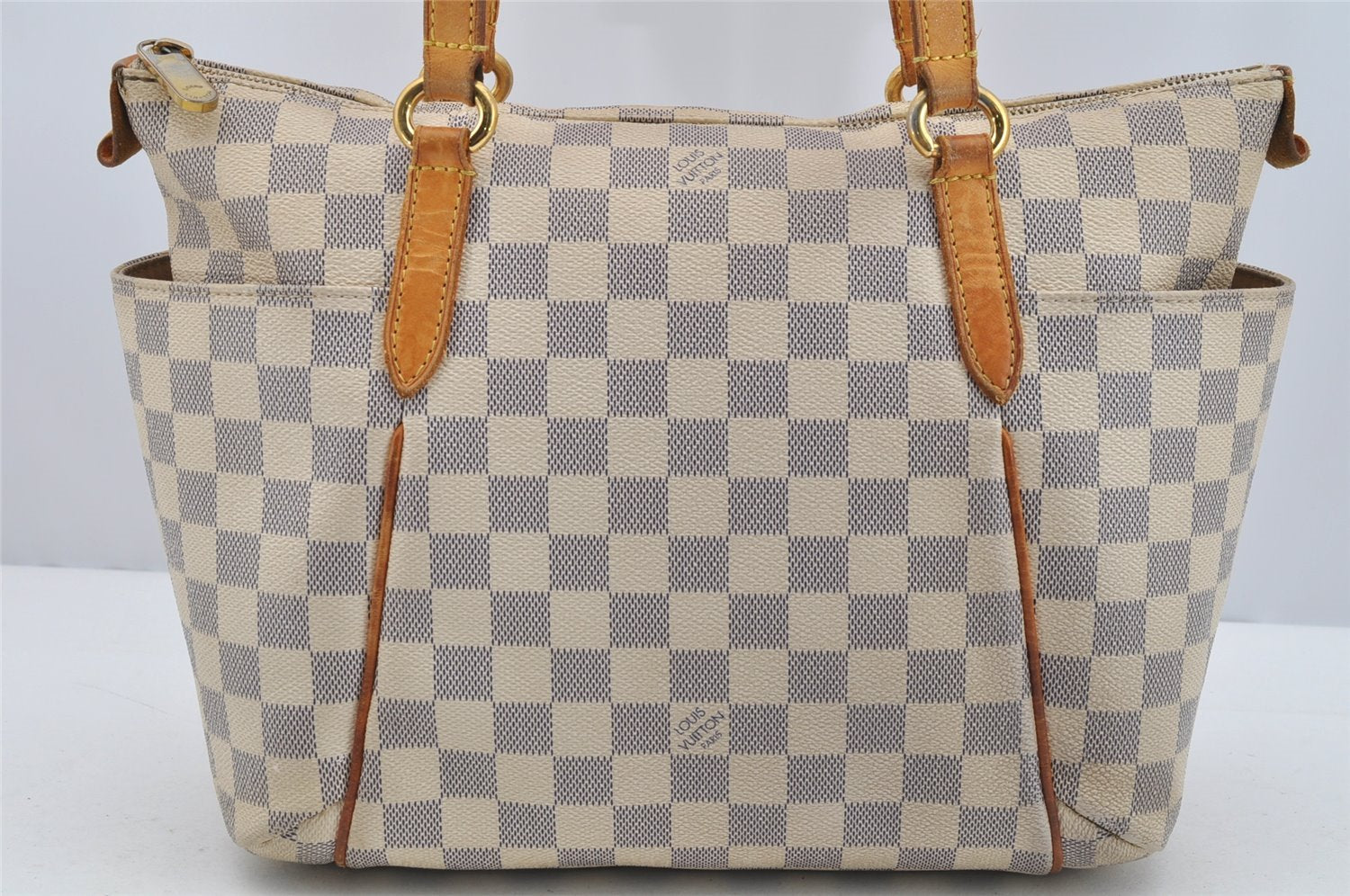 Authentic Louis Vuitton Damier Azur Totally PM Tote Bag White N41280 LV 3133I