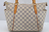 Authentic Louis Vuitton Damier Azur Totally PM Tote Bag White N41280 LV 3133I