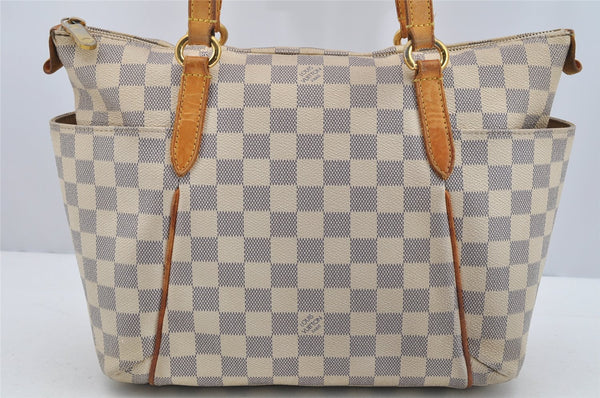 Authentic Louis Vuitton Damier Azur Totally PM Tote Bag White N41280 LV 3133I