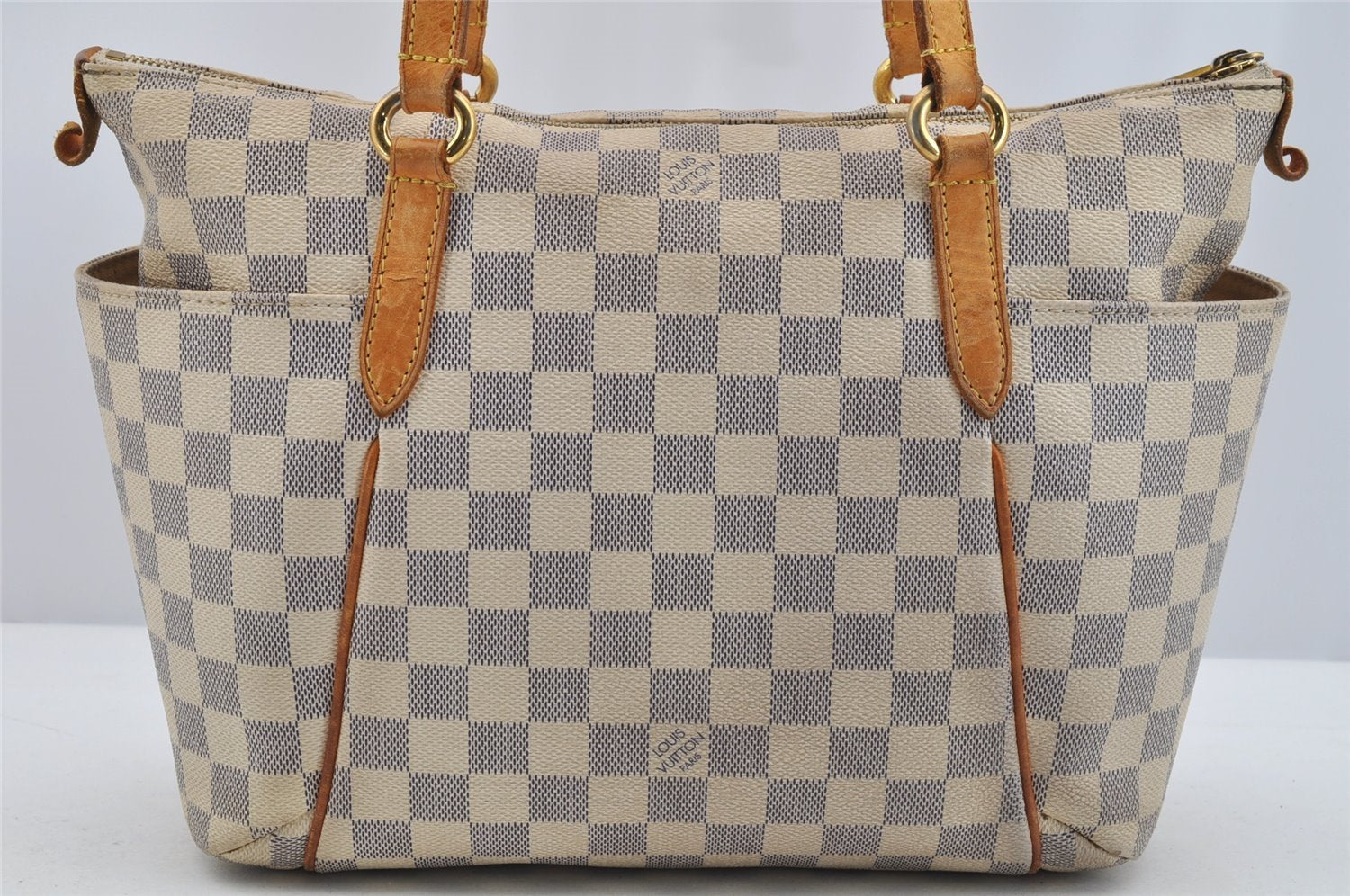Authentic Louis Vuitton Damier Azur Totally PM Tote Bag White N41280 LV 3133I