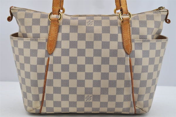 Authentic Louis Vuitton Damier Azur Totally PM Tote Bag White N41280 LV 3133I