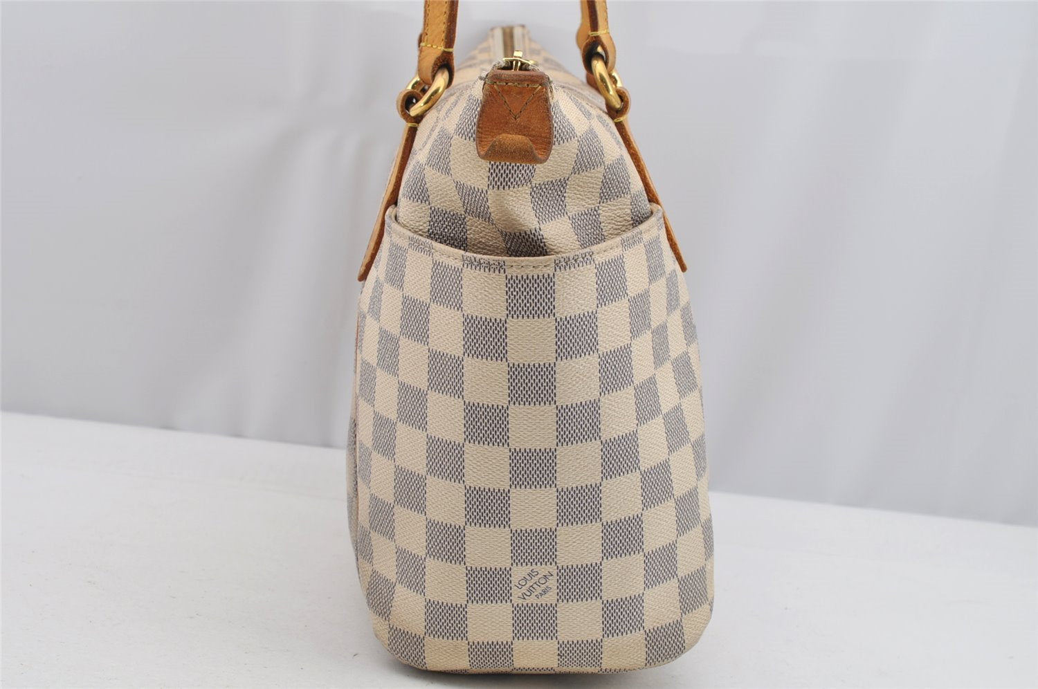 Authentic Louis Vuitton Damier Azur Totally PM Tote Bag White N41280 LV 3133I