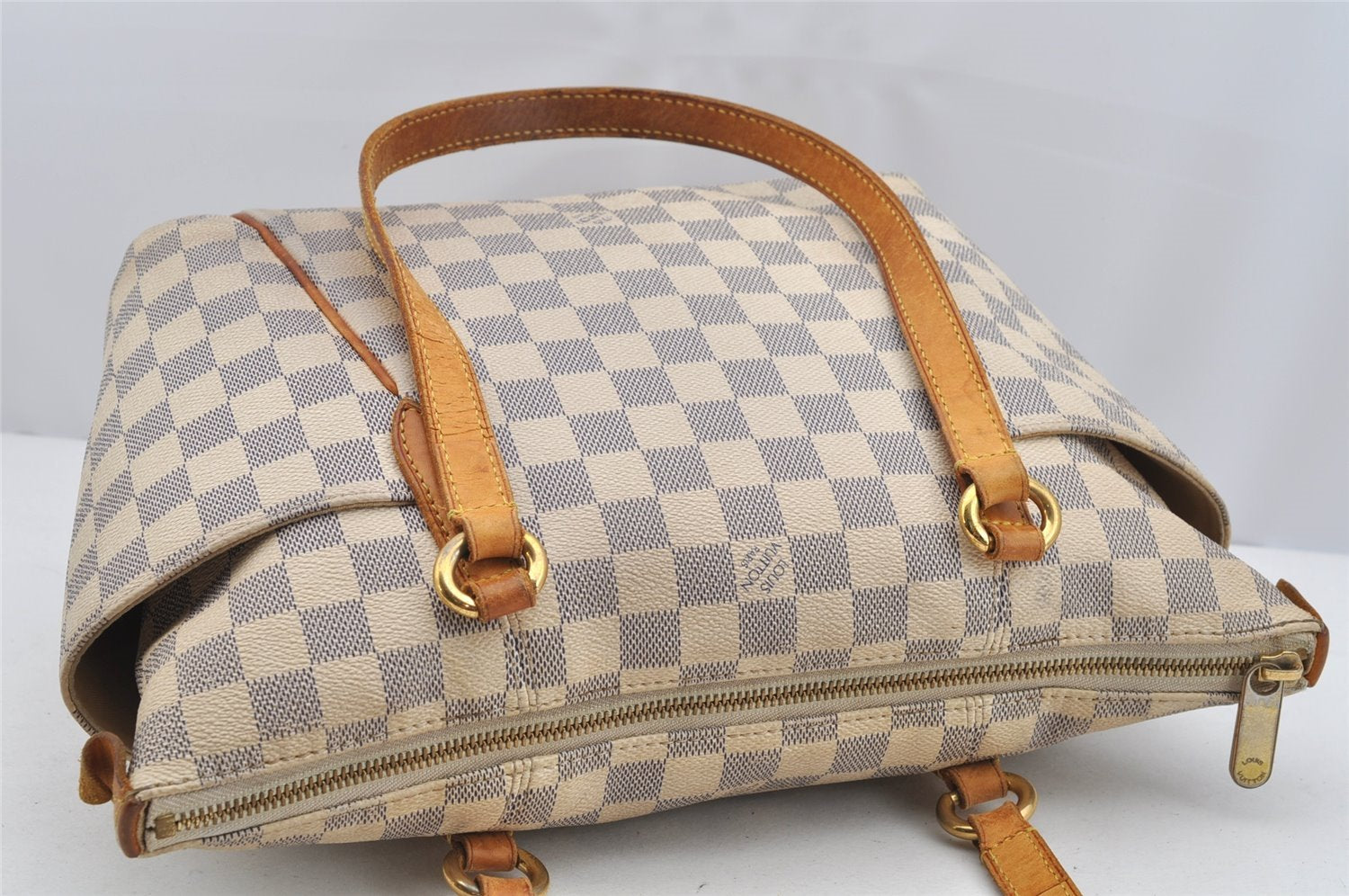 Authentic Louis Vuitton Damier Azur Totally PM Tote Bag White N41280 LV 3133I
