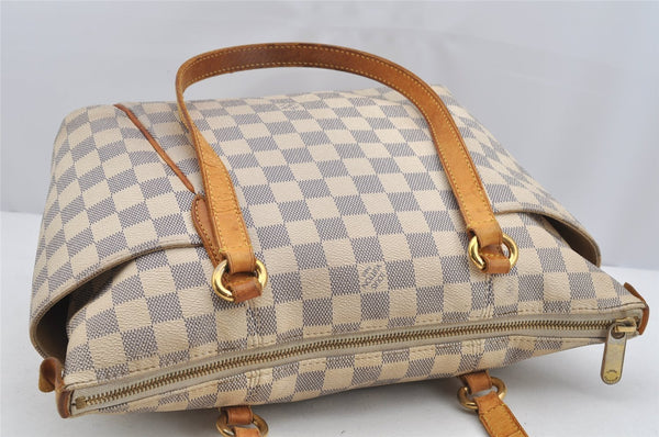 Authentic Louis Vuitton Damier Azur Totally PM Tote Bag White N41280 LV 3133I