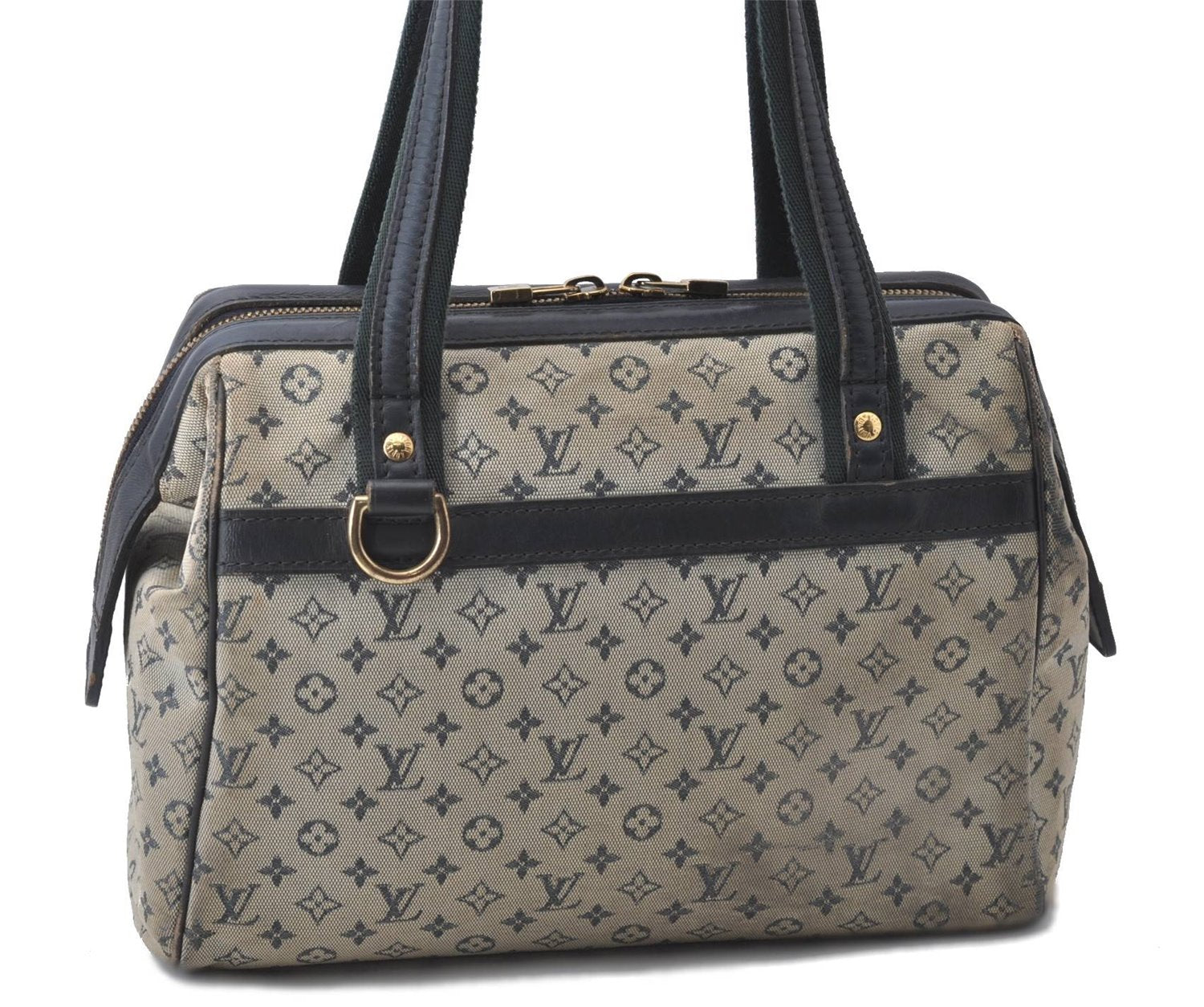 Auth Louis Vuitton Monogram Mini Josephine PM Hand Bag Dark Blue M92414 LV 3134D