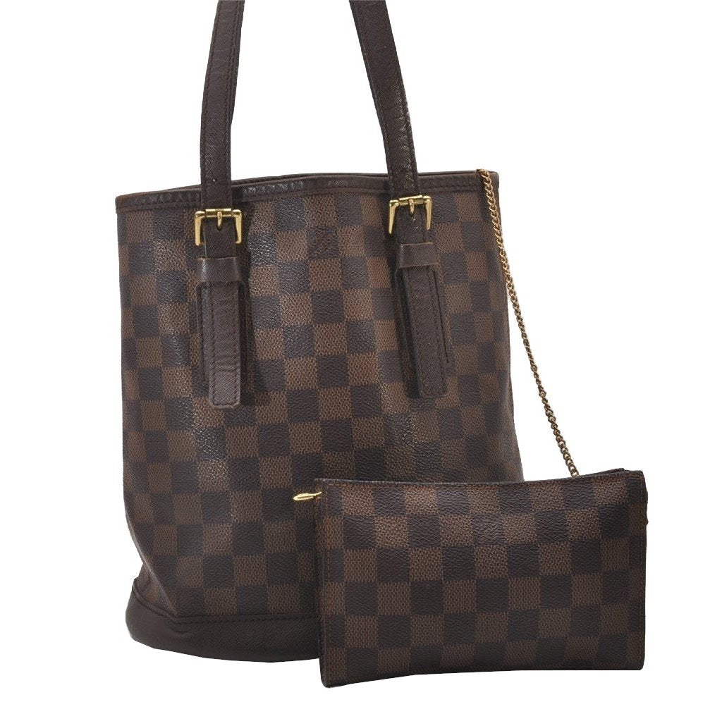 Authentic Louis Vuitton Damier Marais Bucket Shoulder Tote Bag N42240 LV 3134I