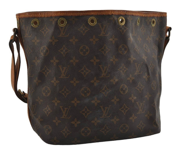 Authentic Louis Vuitton Monogram Petit Noe M42226 Shoulder Drawstring Bag 3135I