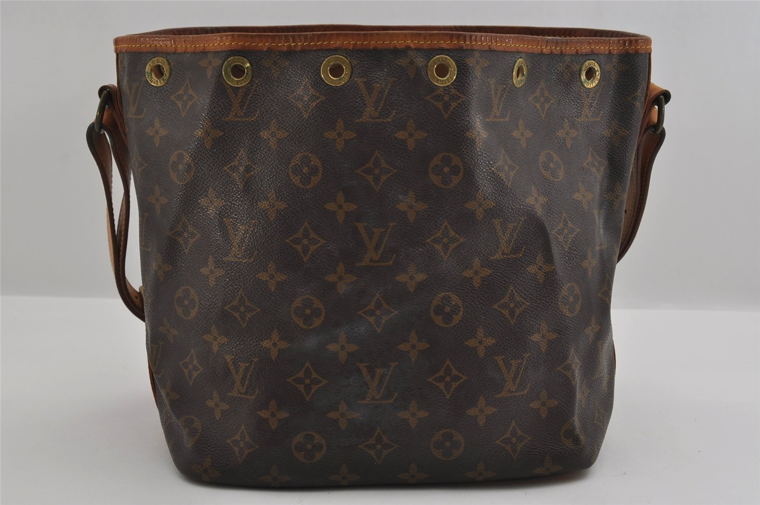Authentic Louis Vuitton Monogram Petit Noe M42226 Shoulder Drawstring Bag 3135I