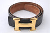 Auth HERMES Constance Ladies Leather Belt Size 68cm 26.8" Black Brown Box 3136D