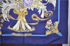 Authentic HERMES Carre 90 Scarf "REGINA" Silk Blue 3138E