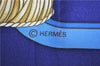 Authentic HERMES Carre 90 Scarf "REGINA" Silk Blue 3138E