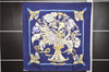 Authentic HERMES Carre 90 Scarf "REGINA" Silk Blue 3138E