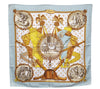 Authentic HERMES Carre 90 Scarf "NAPOLEON" Silk Light Blue 3140E