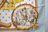 Authentic HERMES Carre 90 Scarf "NAPOLEON" Silk Light Blue 3140E