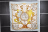 Authentic HERMES Carre 90 Scarf "NAPOLEON" Silk Light Blue 3140E