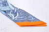 Authentic HERMES Twilly Scarf "SELLE DE DIGNITAIRE" Silk Blue Orange 3141D