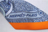 Authentic HERMES Twilly Scarf "SELLE DE DIGNITAIRE" Silk Blue Orange 3141D