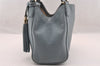 Authentic GUCCI SOHO Tassel 2Way Hand Tote Bag Leather 336751 Light Blue 3141I