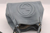 Authentic GUCCI SOHO Tassel 2Way Hand Tote Bag Leather 336751 Light Blue 3141I