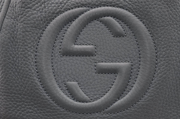 Authentic GUCCI SOHO Tassel 2Way Hand Tote Bag Leather 336751 Light Blue 3141I