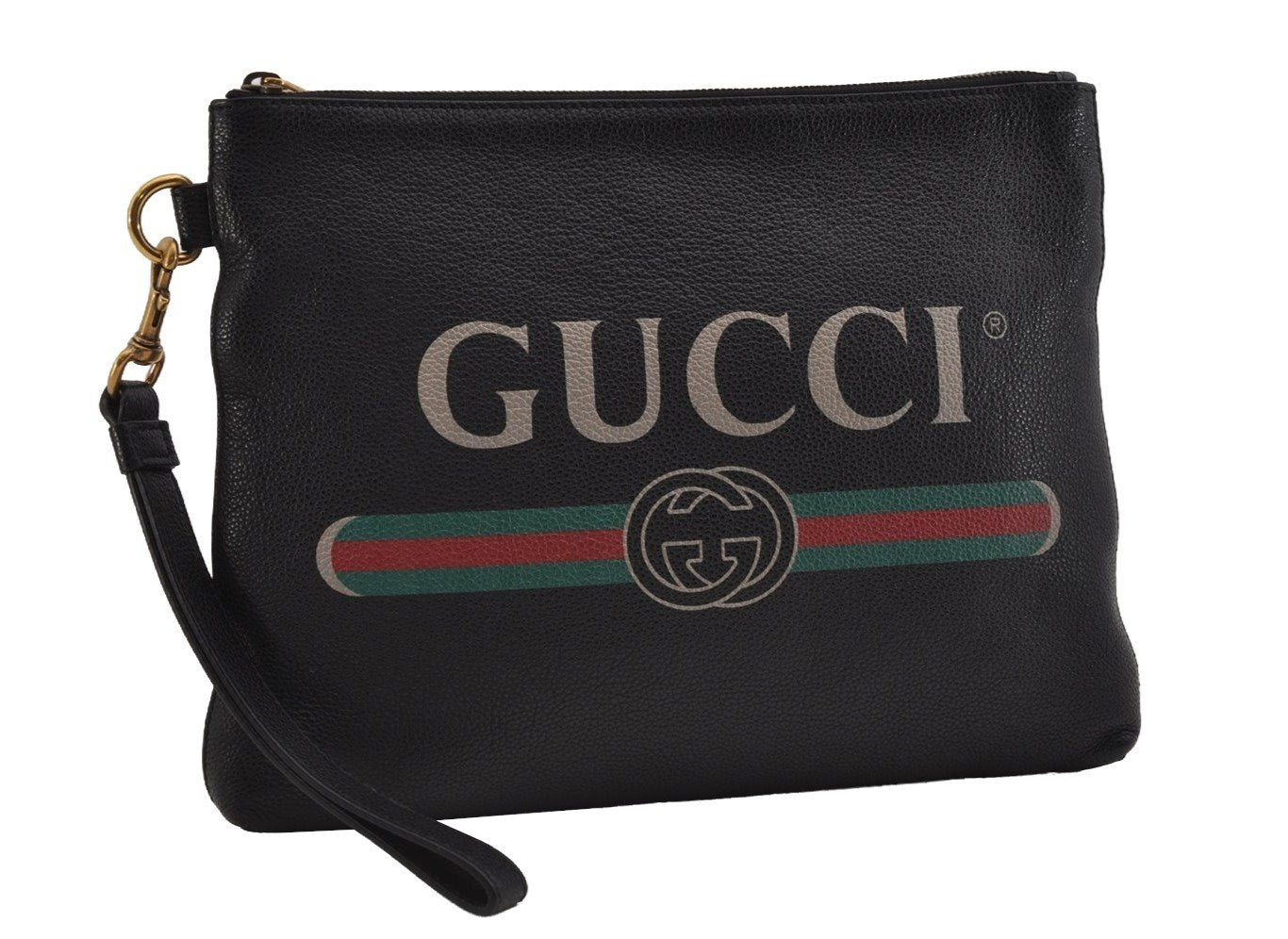 Authentic GUCCI Portfolio Clutch Hand Bag Purse Leather 572770 Black 3142I