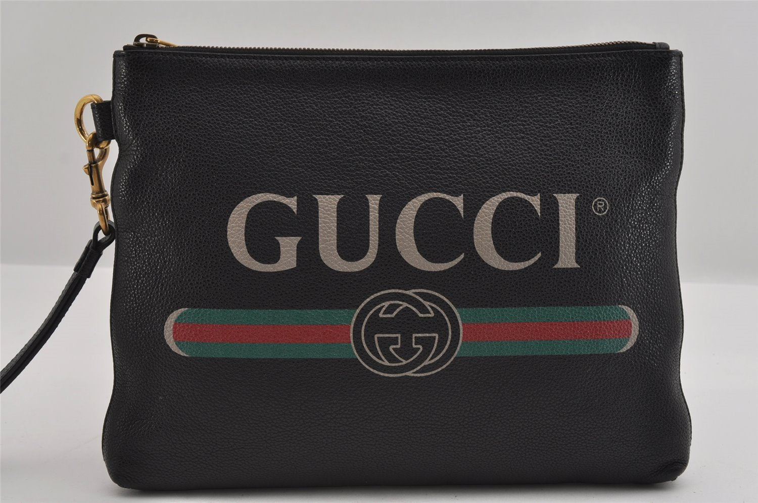 Authentic GUCCI Portfolio Clutch Hand Bag Purse Leather 572770 Black 3142I