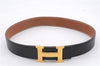 Authentic HERMES Constance Ladies Leather Belt Size 65cm 25.6" Black Brown 3144D