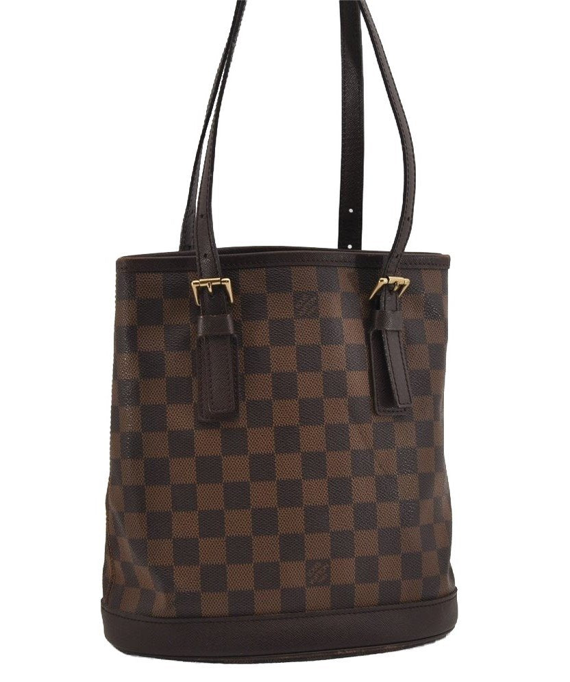 Authentic Louis Vuitton Damier Marais Bucket Shoulder Tote Bag N42240 LV 3144I