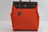 Authentic HERMES Her Bag Ado 2in1 2Way Backpack Canvas Leather Orange Red 3145I