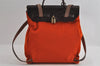 Authentic HERMES Her Bag Ado 2in1 2Way Backpack Canvas Leather Orange Red 3145I