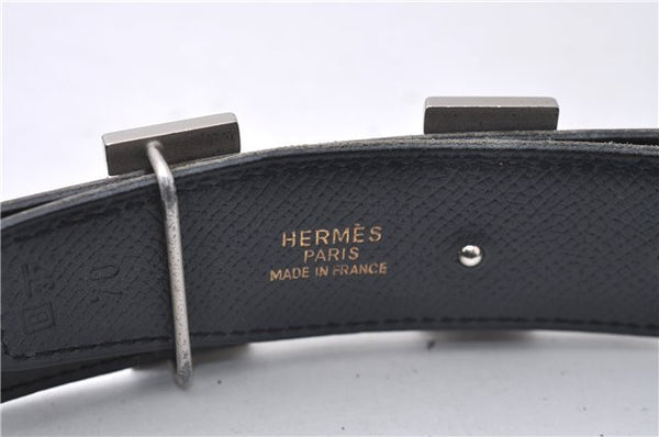 Authentic HERMES Constance Ladies Leather Belt Size 70cm 27.6" Black Navy 3147D