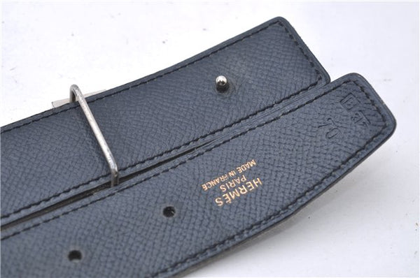 Authentic HERMES Constance Ladies Leather Belt Size 70cm 27.6" Black Navy 3147D