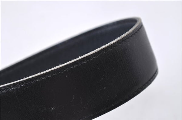 Authentic HERMES Constance Ladies Leather Belt Size 70cm 27.6" Black Navy 3147D