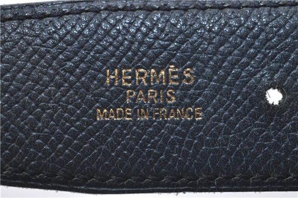 Authentic HERMES Constance Ladies Leather Belt Size 70cm 27.6" Black Navy 3147D