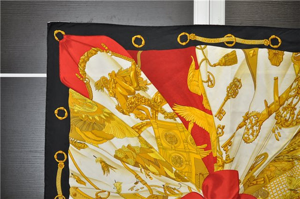 Authentic HERMES Carre 90 Scarf "SOLEIL DE SOIE" Silk Black 3148D