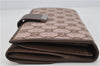 Authentic GUCCI Vintage Long Wallet Purse GG Canvas Leather Brown 3148F