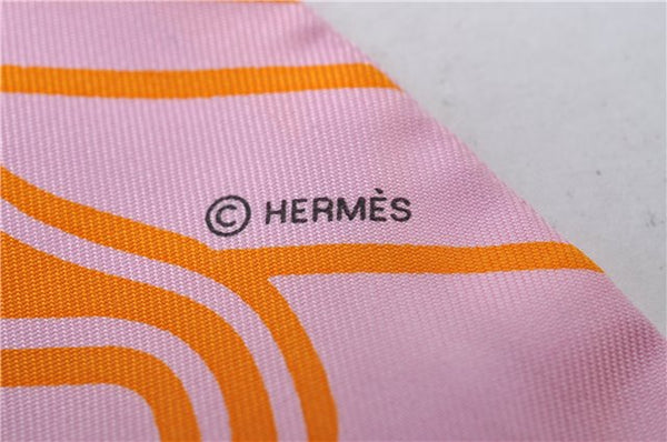 Authentic HERMES Twilly Scarf "Les Coupes Tattoo" Silk Orange Pink Box 3149D