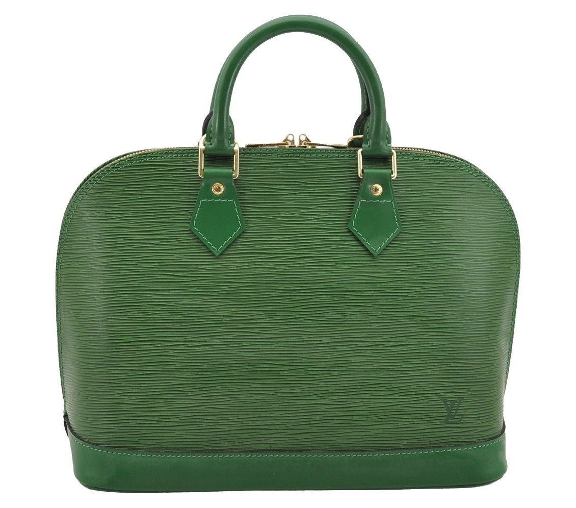 Authentic Louis Vuitton Epi Alma PM Hand Bag Green M52144 LV 3151I