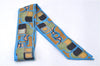 Authentic HERMES Twilly Scarf "LES COUPES" Silk Blue Yellow 3152D